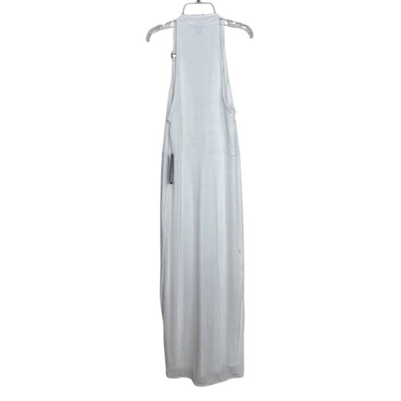 Bebe Dress Womens Size Large L Off‎ White V Neck Sleeveless Pleated Stretch - Picture 4 of 8